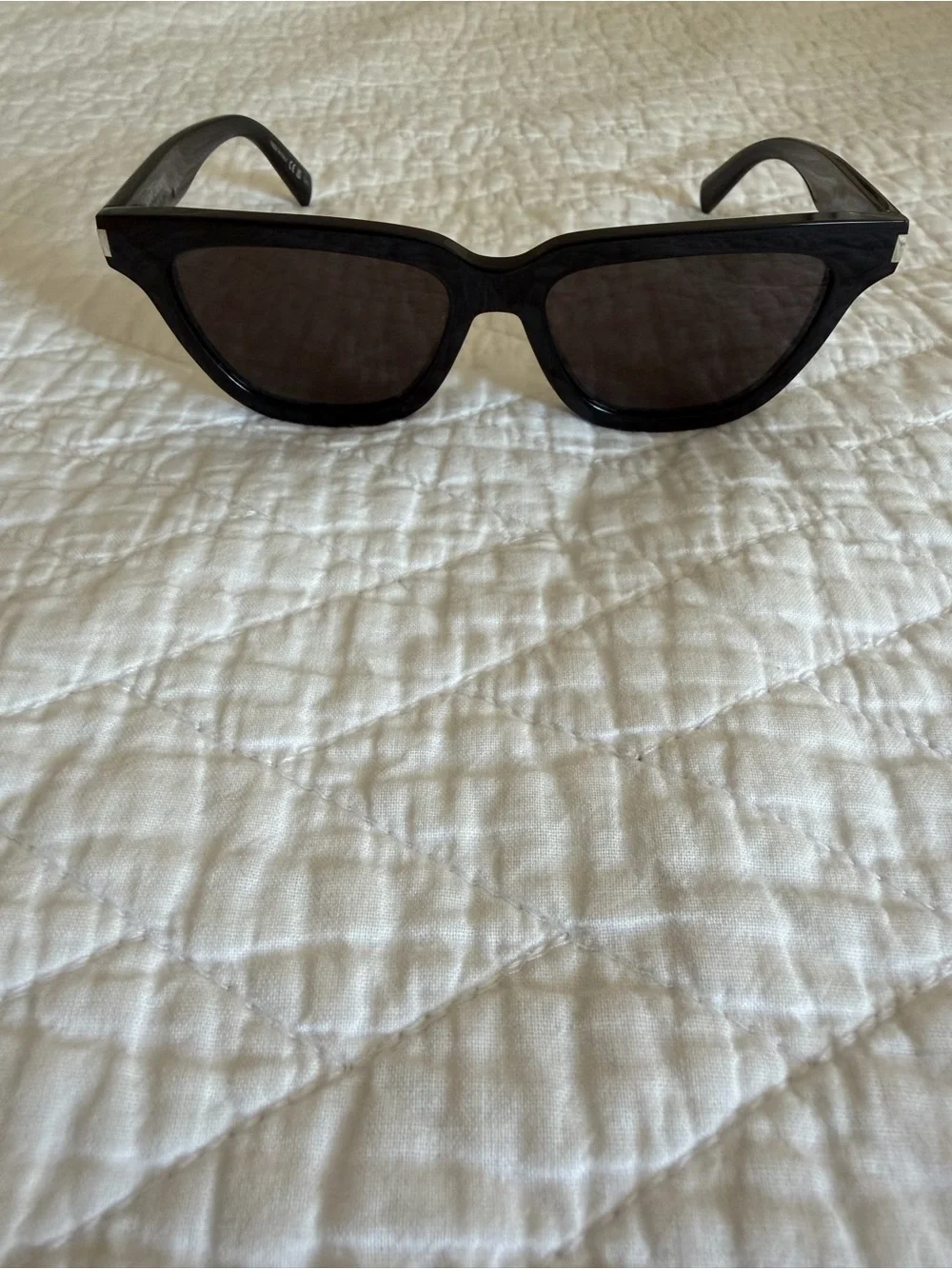 Saint Laurent Black Oversized Square Sunglasses with Gold Accents
